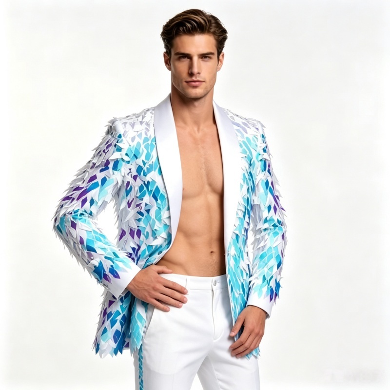 Men'S Grooming Club - Blazer da uomo con paillettes lucide,