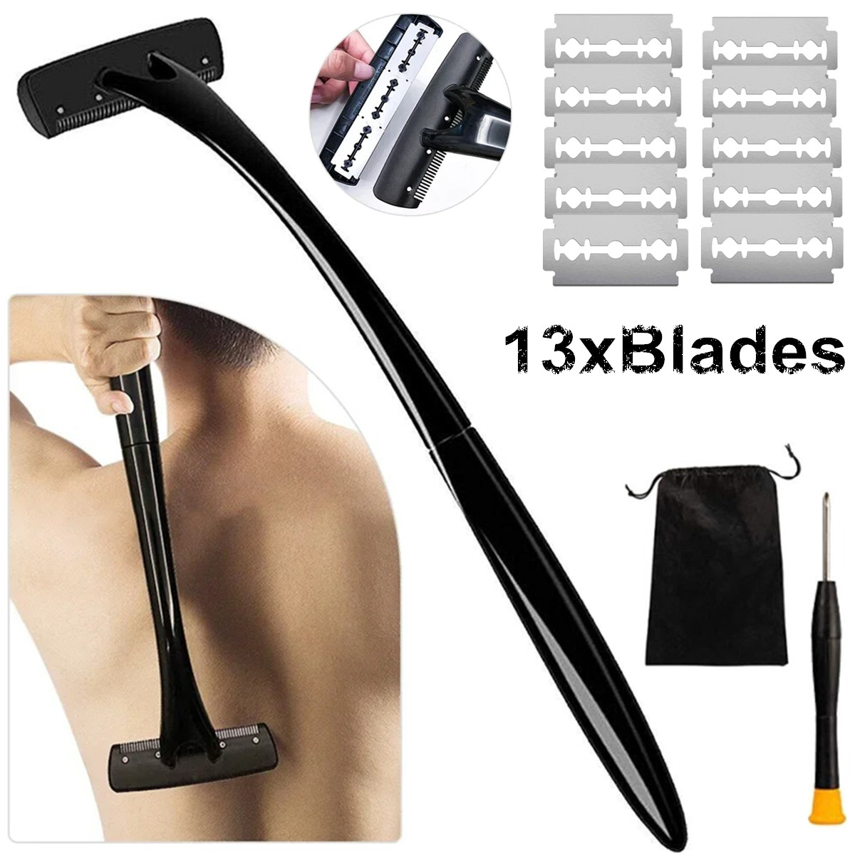 Men'S Grooming Hair Removal - Rasoio per la schiena con manico